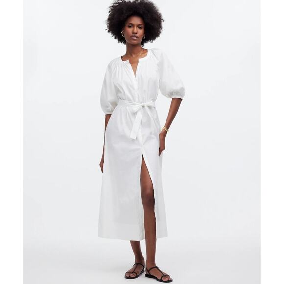 Madewell Dresses & Skirts - Madewell Tie-Waist Button-Front Midi Dress in Poplin XS